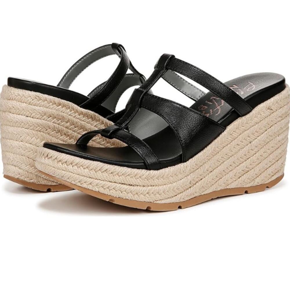 Blowfish Women's Black Ankle Strap Bahia Rope Wedge Sandals Size 9M